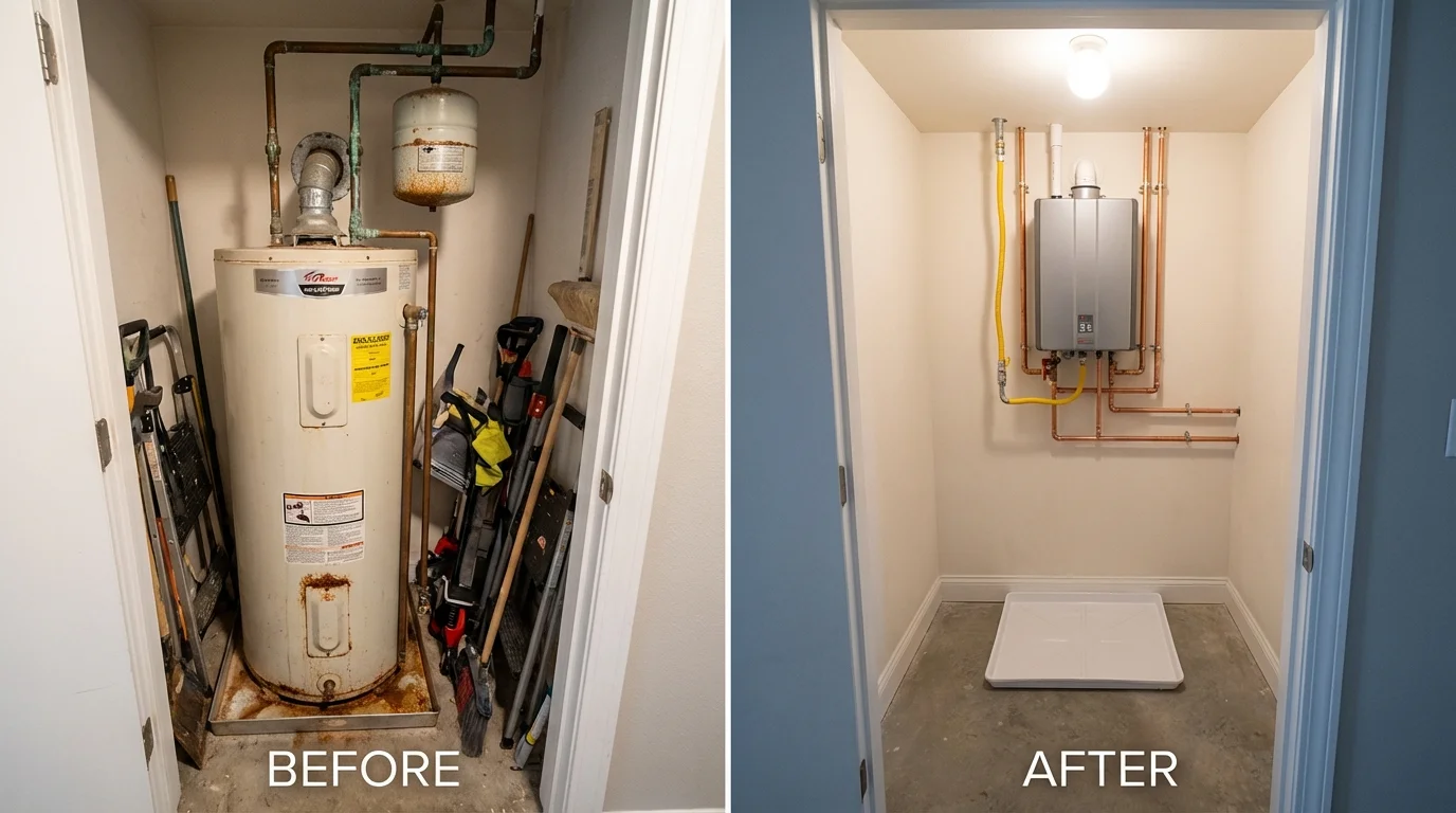 Tank water heater versus wall-mounted tankless unit comparison for Moroni, UT homeowners